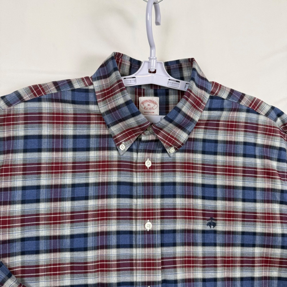 Brooks Brothers Madison Non-Iron Supima Cotton Plaid Button Down Shirt Mens XL